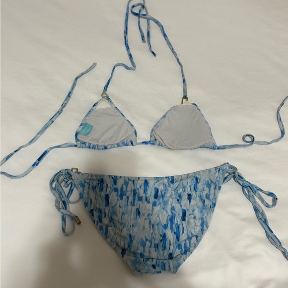 Melissa Odabash Cancun Waterfall Halterneck Bikini Set – Blue Tropical, - Picture 3 of 7